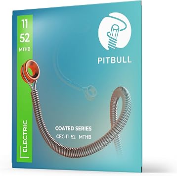 Pitbull Coated Series Nano Polymer Coated Electric Guitar Strings - 3-5x More Durable, Superior Sound Quality, Fret-Friendly CEG CEG 11-52 MTHB Medium Top Heavy Bottom