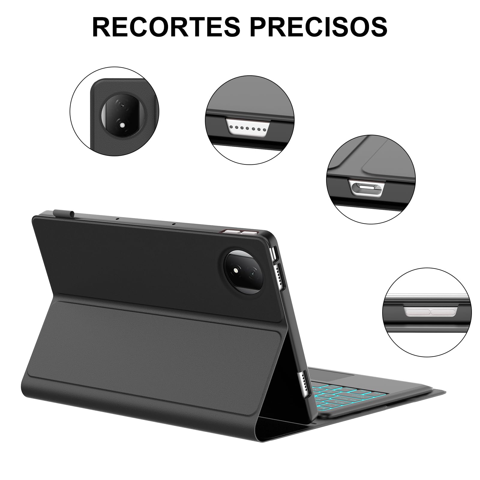 FOGARI Teclado con Touchpad para Honor Magic Pad 2 12.3" 2024 | Funda para Honor Magic Pad 2 con Español Ñ Teclado Retroiluminado Desmontable Inalámbrica para Honor Magic Pad 2 2024, Negro