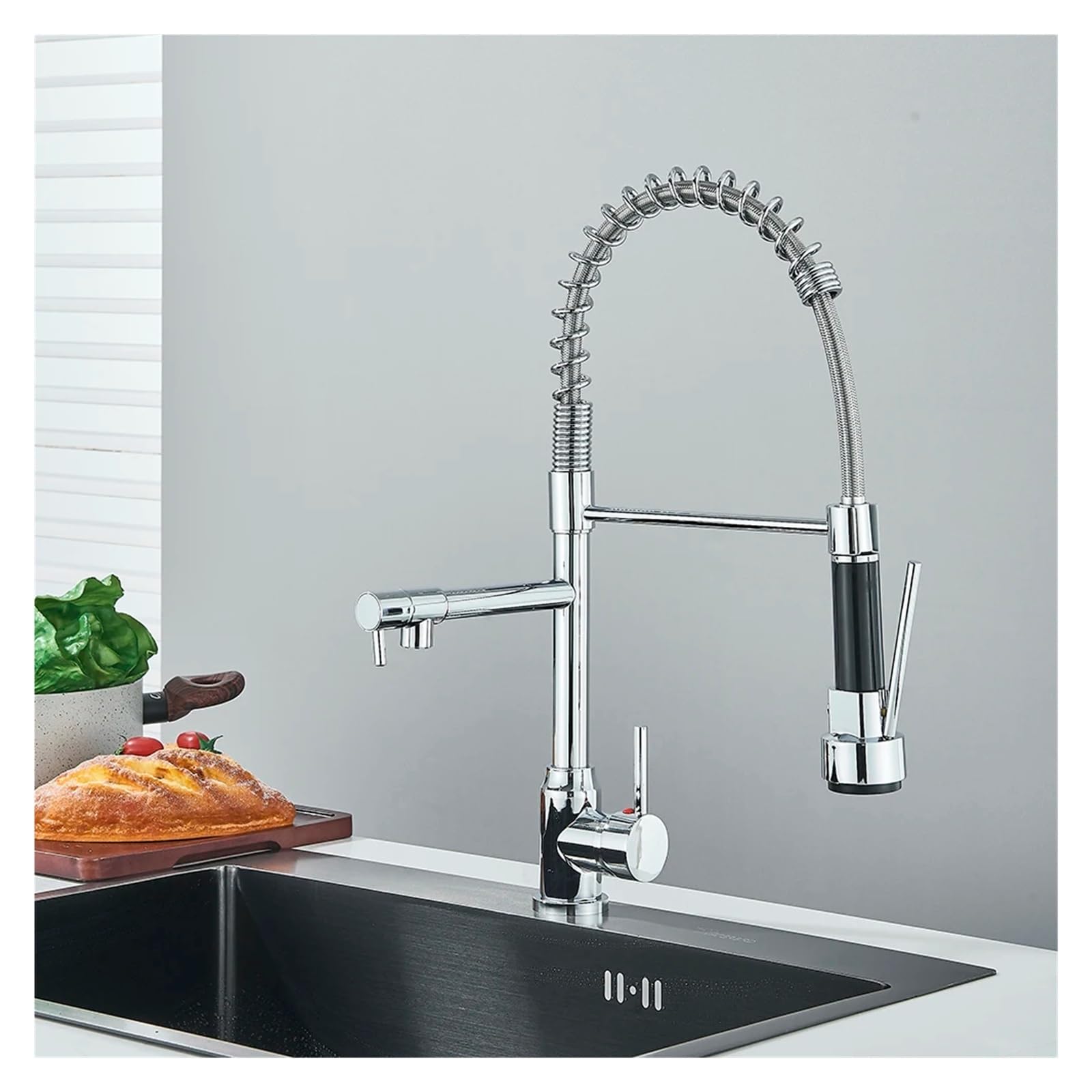 Yjyjy Chrome Removable Gourmet Kitchen Faucet Dual Head Swivel Deck Mount Single Handle Hot & Cold Water Mixer Kitchen Sink Crane, Bathroom Faucet