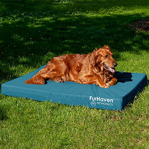 Furhaven Water-Resistant Cooling Gel Dog Bed For Large Dogs W/ Removable Washable Cover, For Dogs Up To 95 Lbs - Indoor/Outdoor Logo Print Oxford Polycanvas Mattress - Deep Lagoon, Jumbo/Xl #TOP2