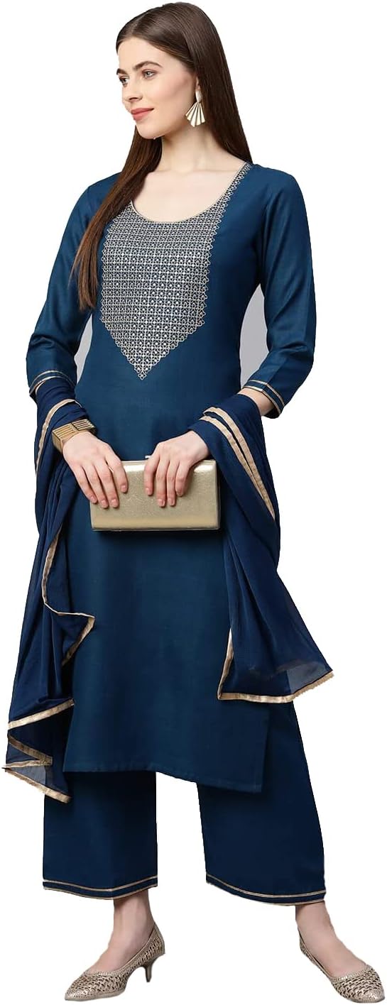 GoSriKiWomen LABEL-GO Kurti with Palazzos & Dupatta (pack of 1)