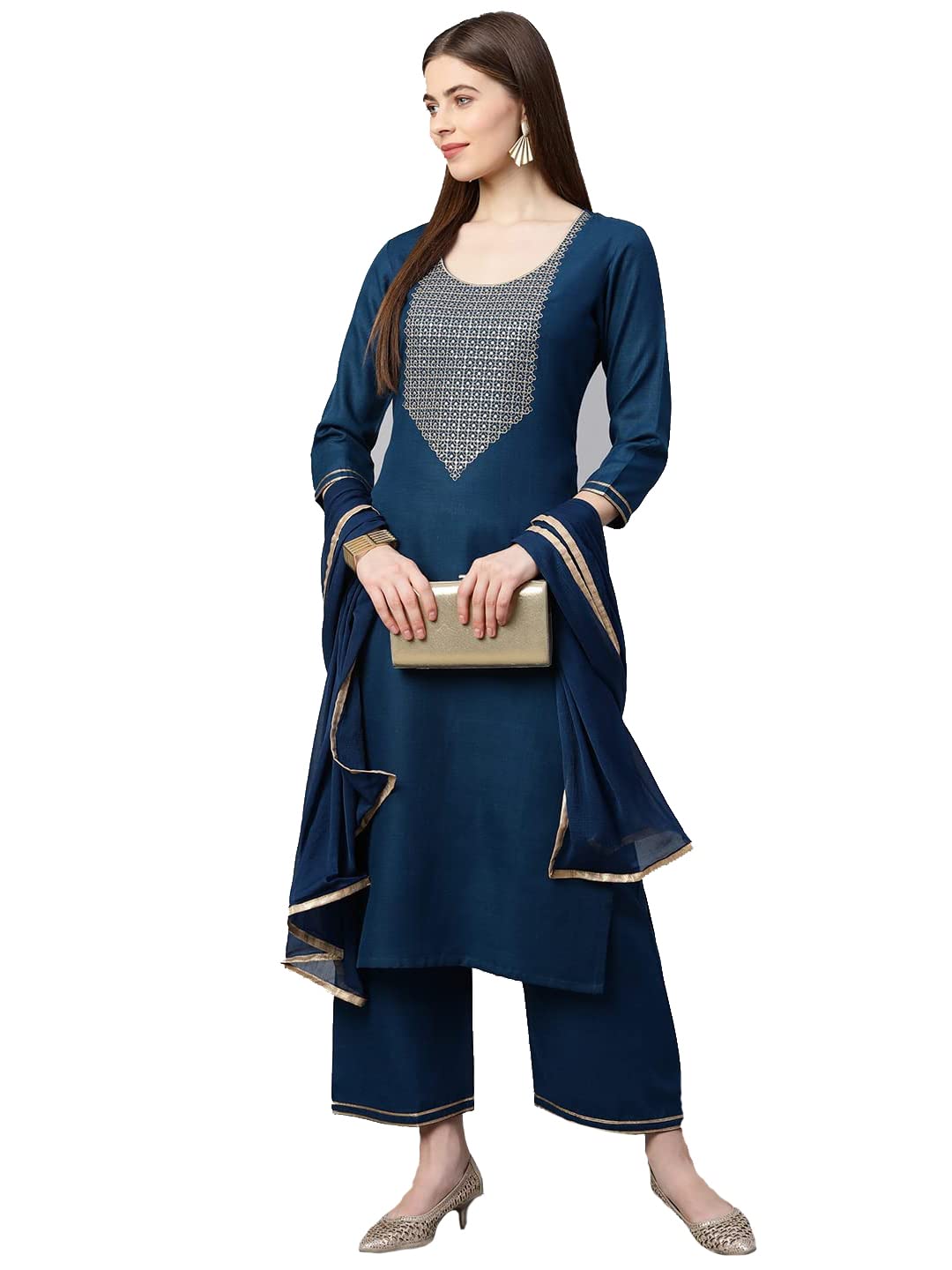 GoSriKi Women Kurti with Palazzos & Dupatta GoSriKi Women Kurti with Palazzos & Dupatta