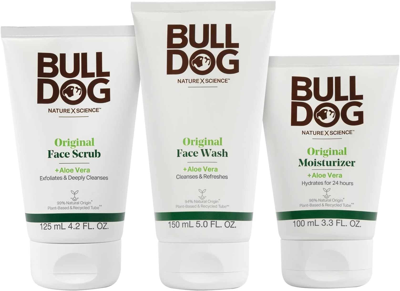 BULLDOG Mens Skincare and Grooming Original Full Face Kit with Moisturizer, Face Wash & Face Scrub