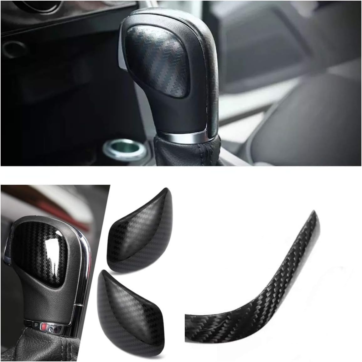 Ffz Parts DSG Gear Knob Cover Frame Cover Carbon Look Suitable for Polo Golf 6 7 Tiguan AD1 T-Roc T-Cross Scirocco Passat B8 Turan