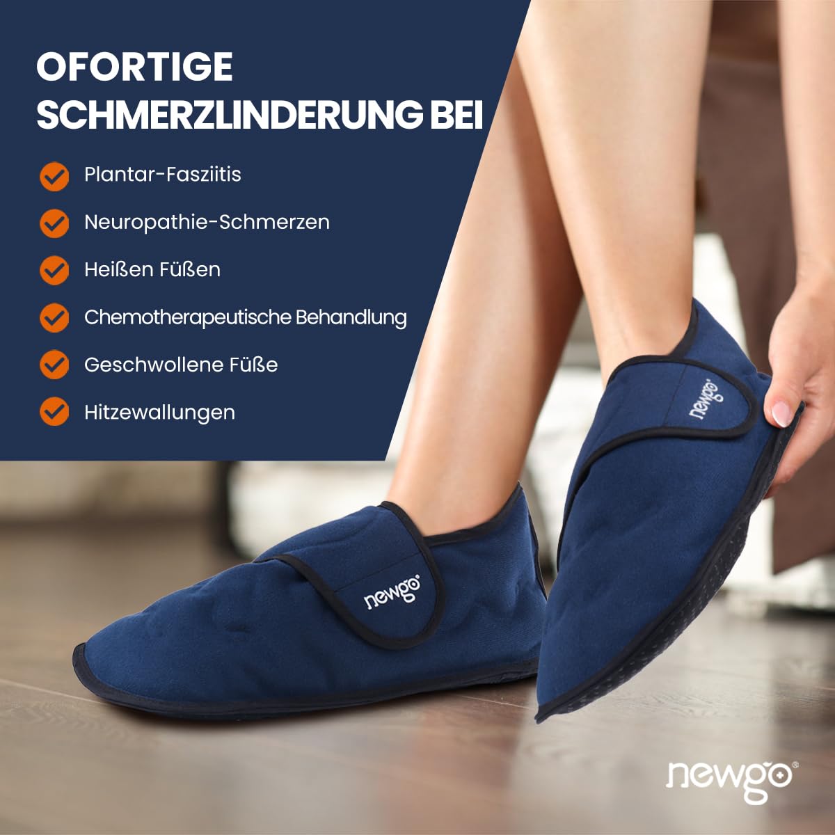 NEWGO 1 paio di scarpe refrigeranti per chemioterapia, suola antiscivolo, calze refrigeranti per terapia termica e fredda, calze per ghiaccio, reumatismi, gotta
