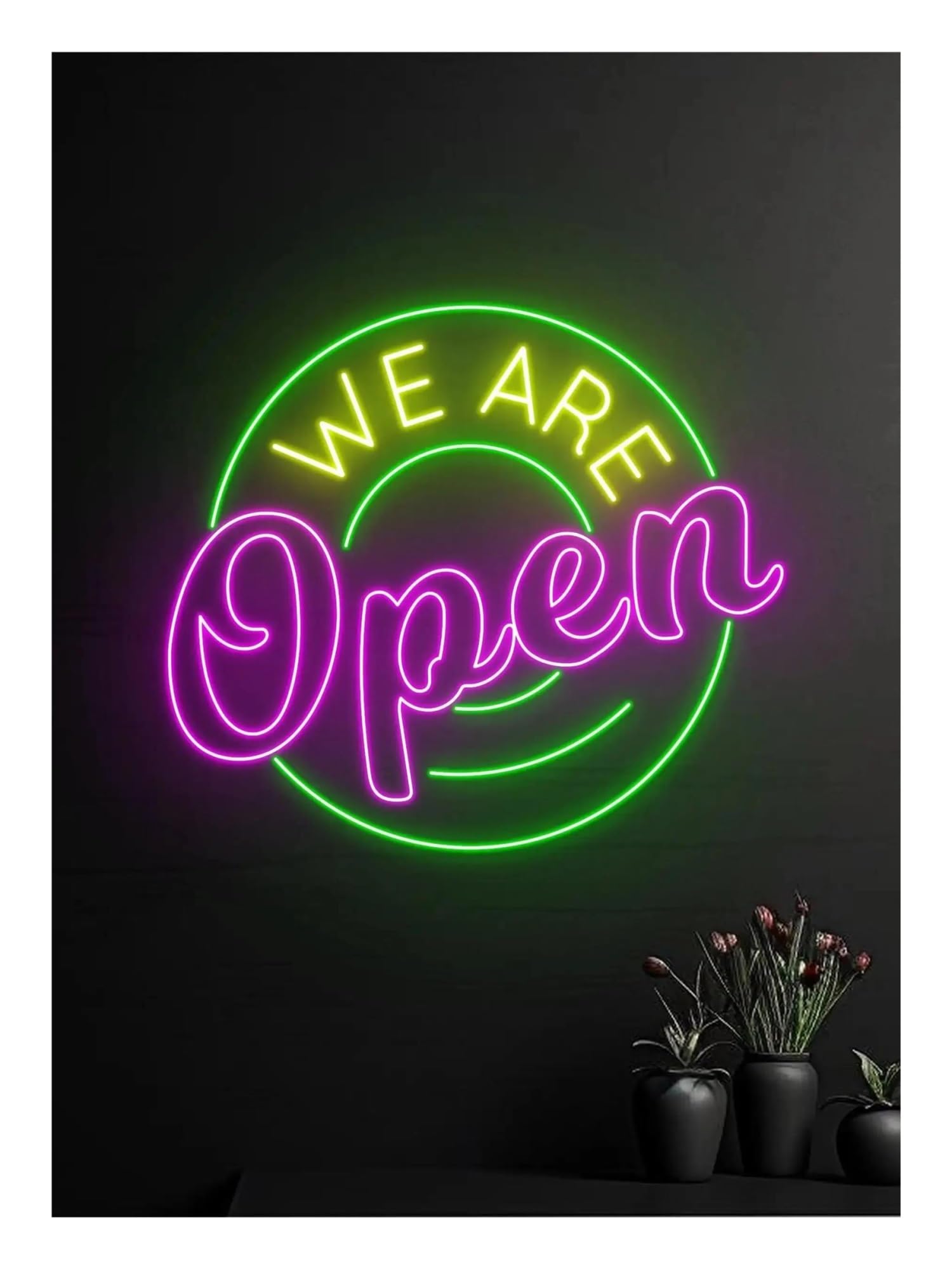 Shouxi B Sign Lamp Yes We're Open Neon Sign Shop Wall Hanging Decorative Lamps Store Usiness Hotel Decor 51Cm(B)