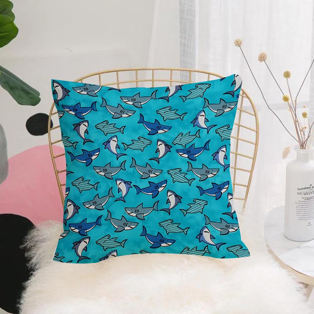 Hyosxw Shark Hand Drawn Sketched Doodle Shark Illus - A8 Cushion Cover,Throw Pillow Case Home Decorative For Living Room Bedroom Sofa Chair 18X18 Inch,Shark Hand Drawn Sketched Doodle Shark Illustration.,Pillowcase 45X45cm