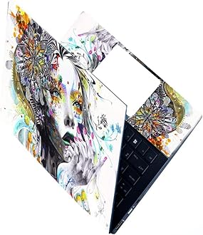Full Laptop Skin Stickers HD Quality Sticker for Laptops Upto 15.6" Compatible with Apple/Dell/HP/Lenovo/Acer/Asus/Sony (Dustproof|Waterproof|Scratchproof|Reusable) - Women BW FL
