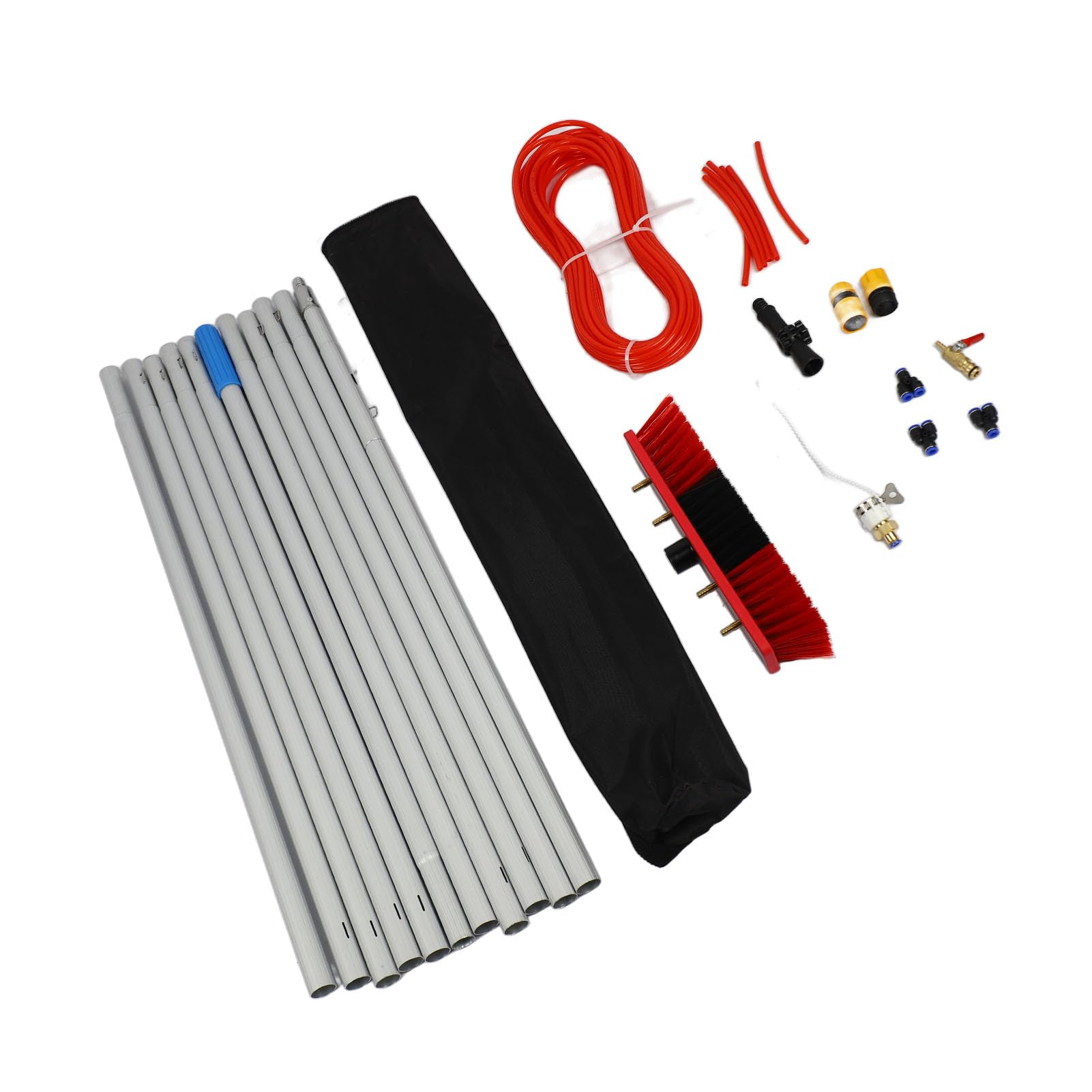 Rengue Cepillo de Limpieza de Panel Solar, Poste Telescópico con Pulverizador de Agua, Kit de Cepillo de Limpieza de Ventanas para el Hogar, Portátil