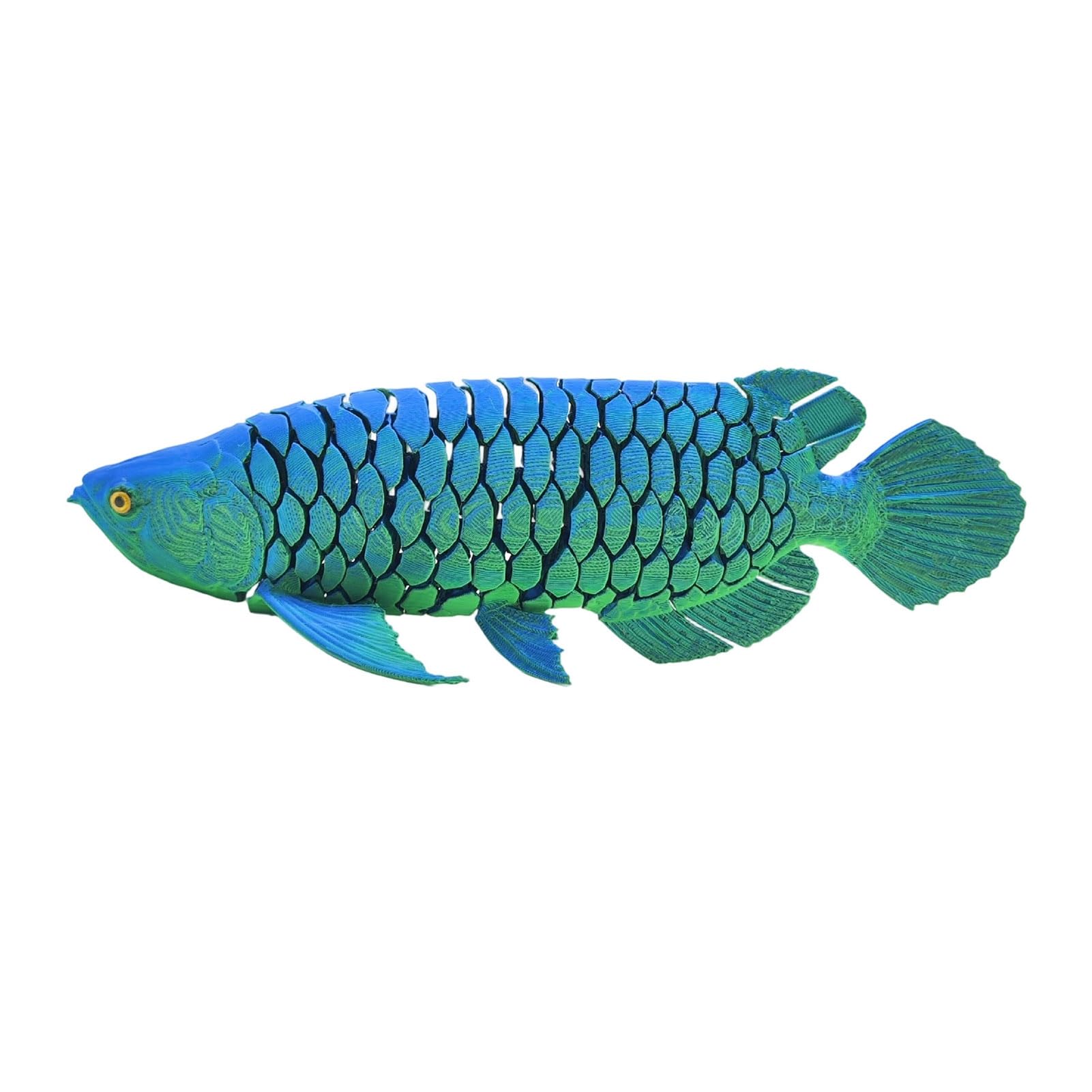 Porceosy 3D Printed Goldfish Figurine with Movable Joints, 23cm Articulated Fish Sculpture, Realistic Animal Ornament for Home Office Desk Decor, Creative Gift for Fish Lovers Blue Green