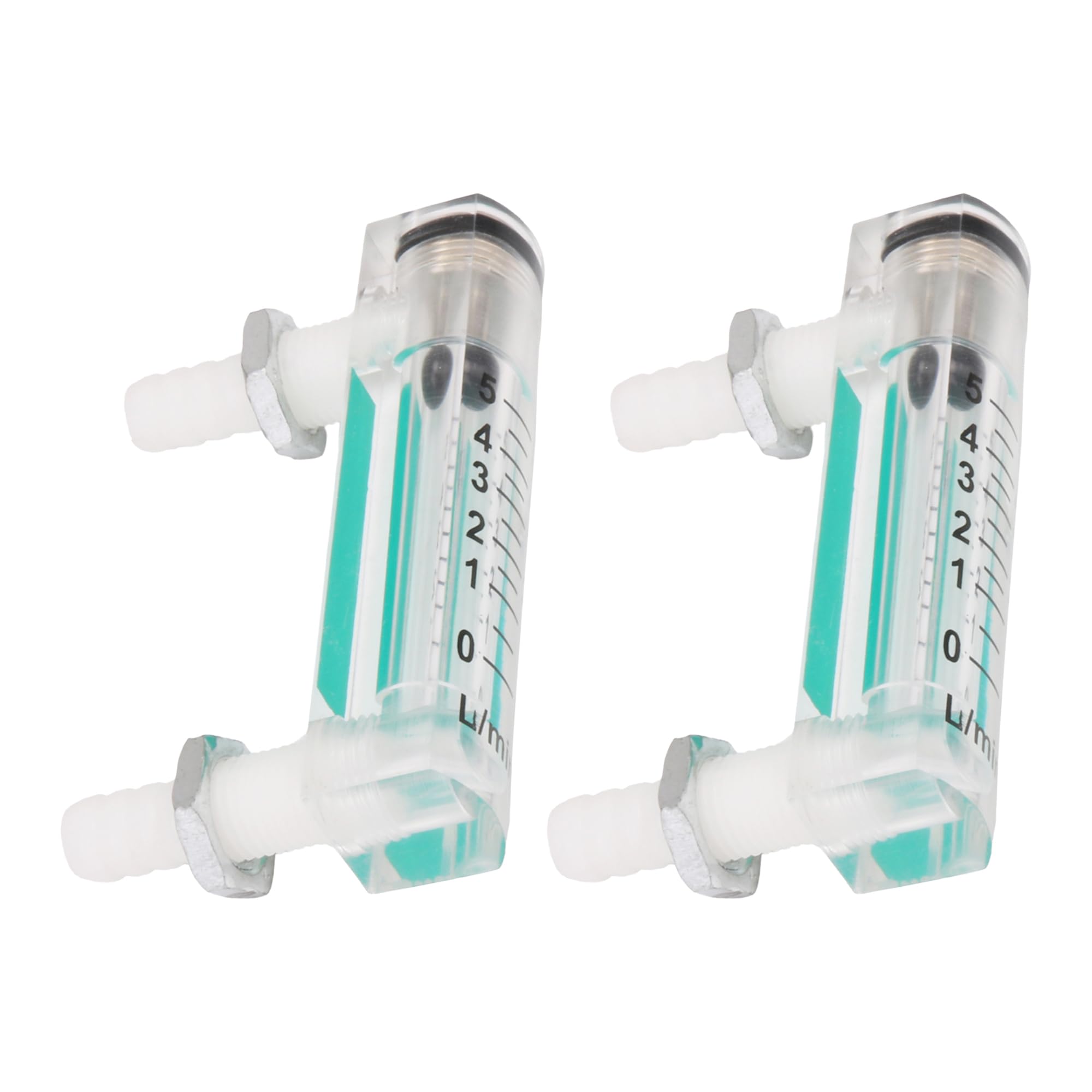 CNBTR Acylic Flowmeter LZQ-1 Air Flow Rate Gauge 0-5LPM with Control Valve Pack of 2, White & Silver & Green