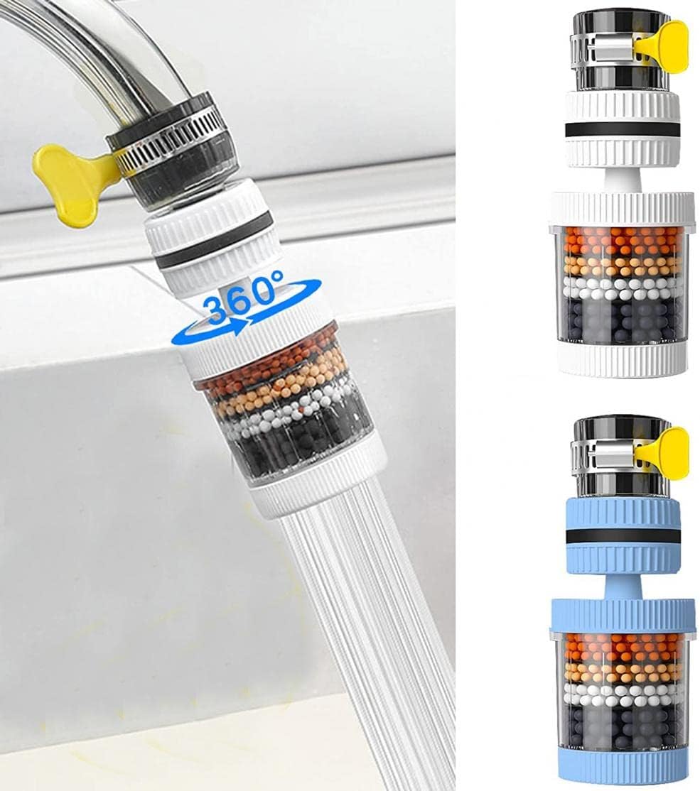 Amuer 2 Pack Faucet Water Filter,360° Rotating Water Filter for Sink Faucet Mount Filters Purifier Tap Water Filter Kitchen Tap Filtration Activated Carbon Adjustable Water Tap Extender Faucet