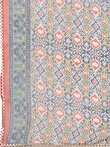 Image of AKHILAM Women's Chanderi Cotton Embroidered Unstitched Salwar Suit Material (Red 32DMK80 M Parent)