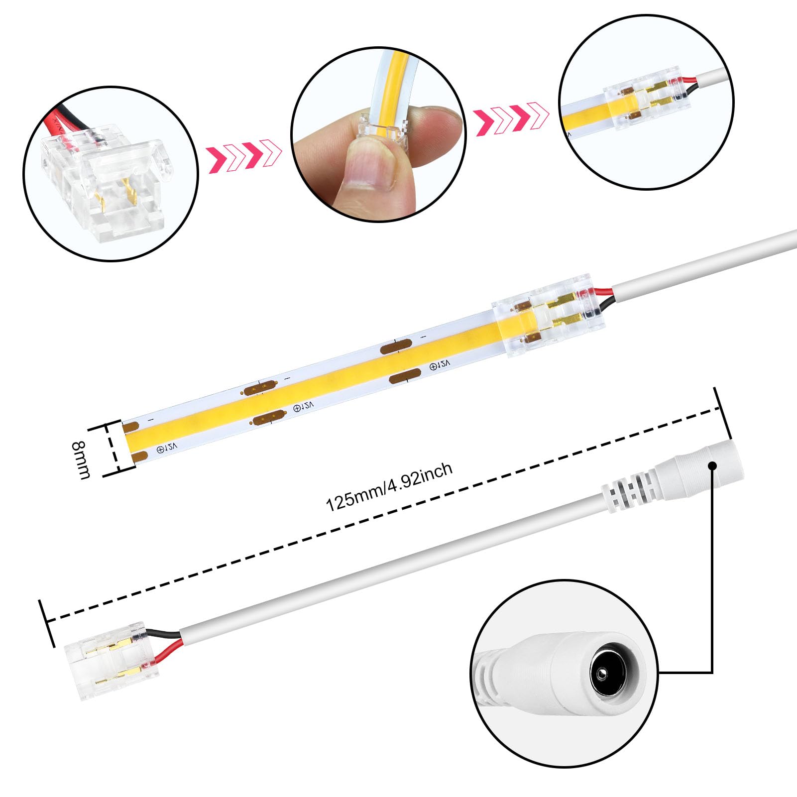 Snapklik.com : LED Connectors 2Pin 10mm, 10 PCS DC Female Plug ...