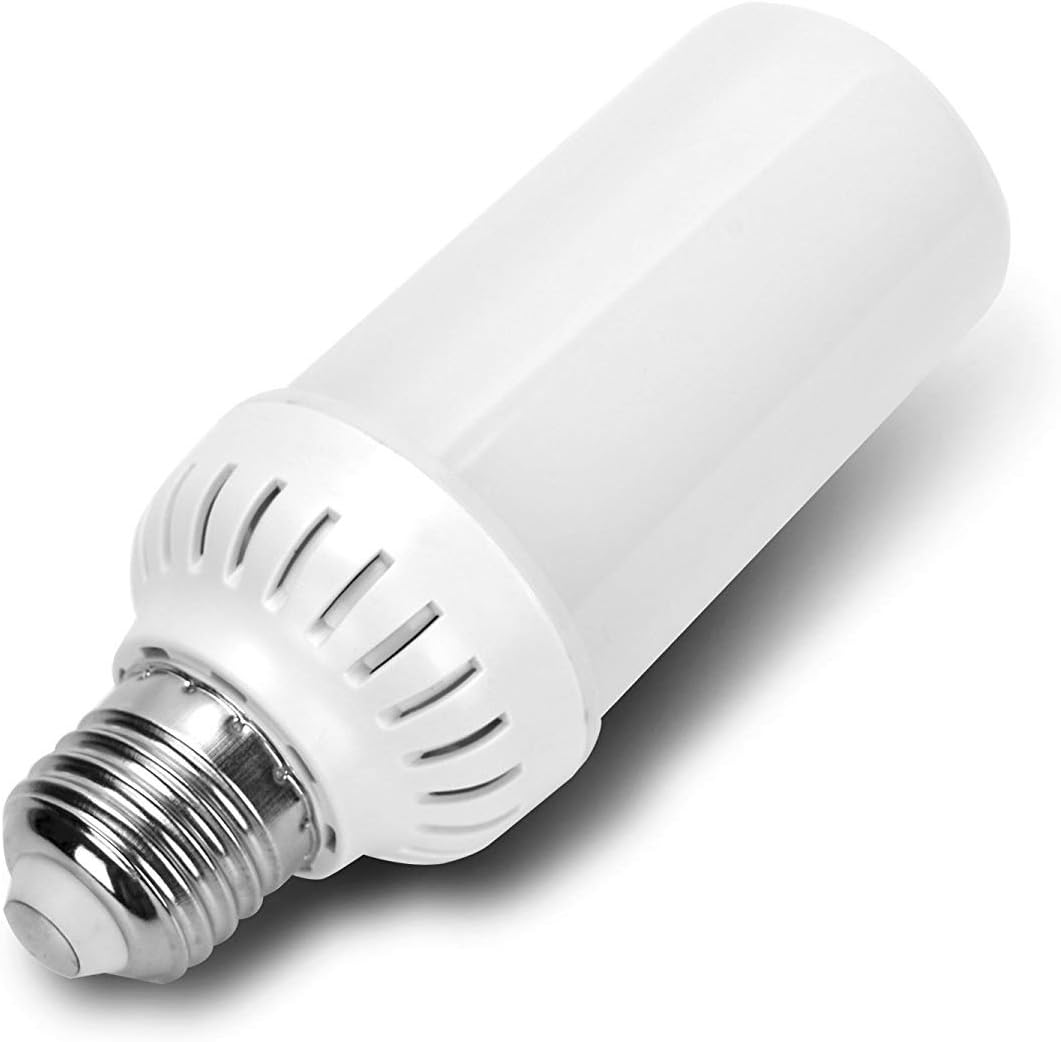 Flame LED Light Bulb in E26 Medium Edison Screw Base DC 12 Volt Landscaping Low Voltage Lighting for Home Landscape Outdoor Battery System Flickering Glowing Amber Fire Effect (4W, Warm White) 6 Pack