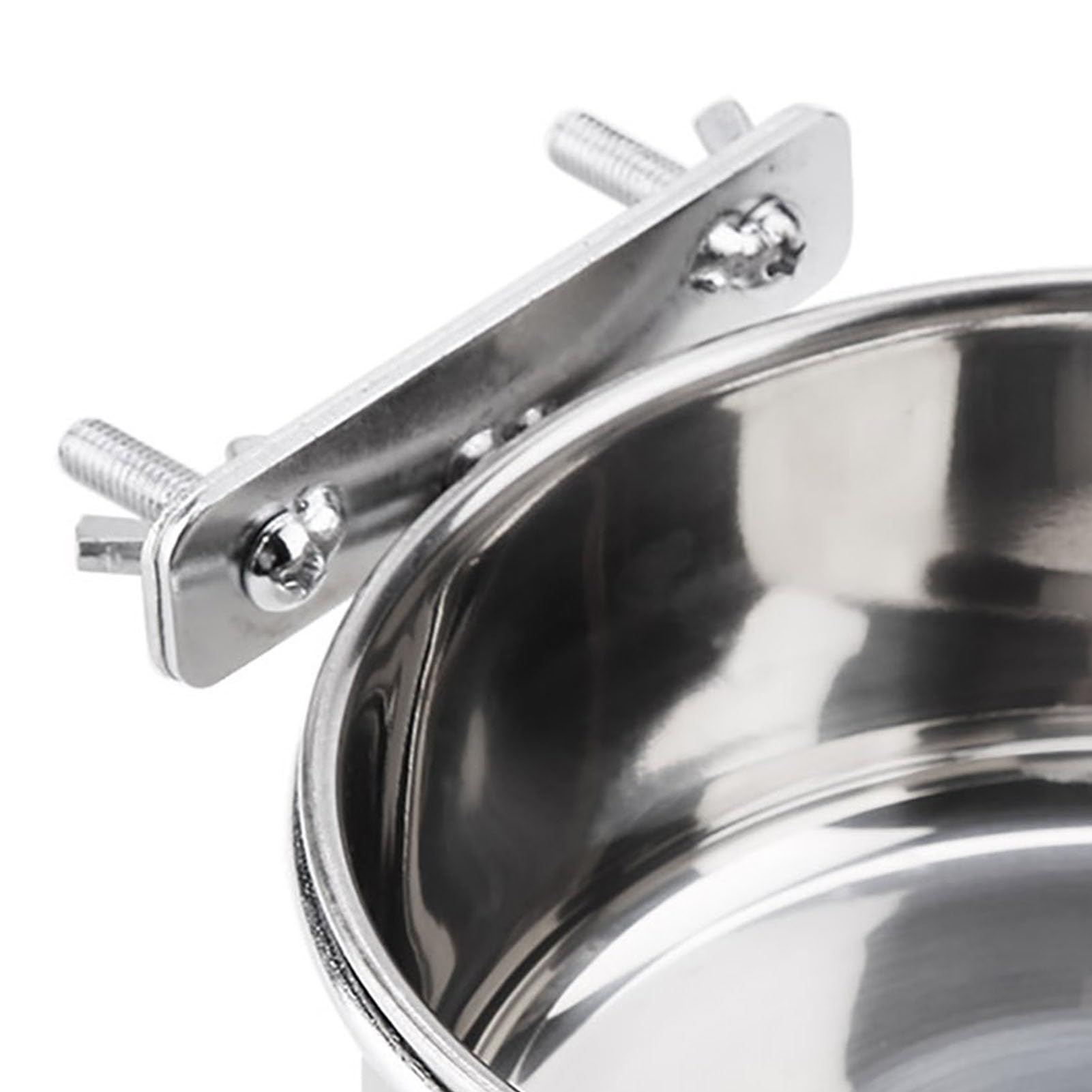 Appendere cibo regolabile acqua cibo ciotola di alimentazione in acciaio inox pappagallo parrocchetto alimentatore gabbia per uccelli accessorio bere tazza(L)