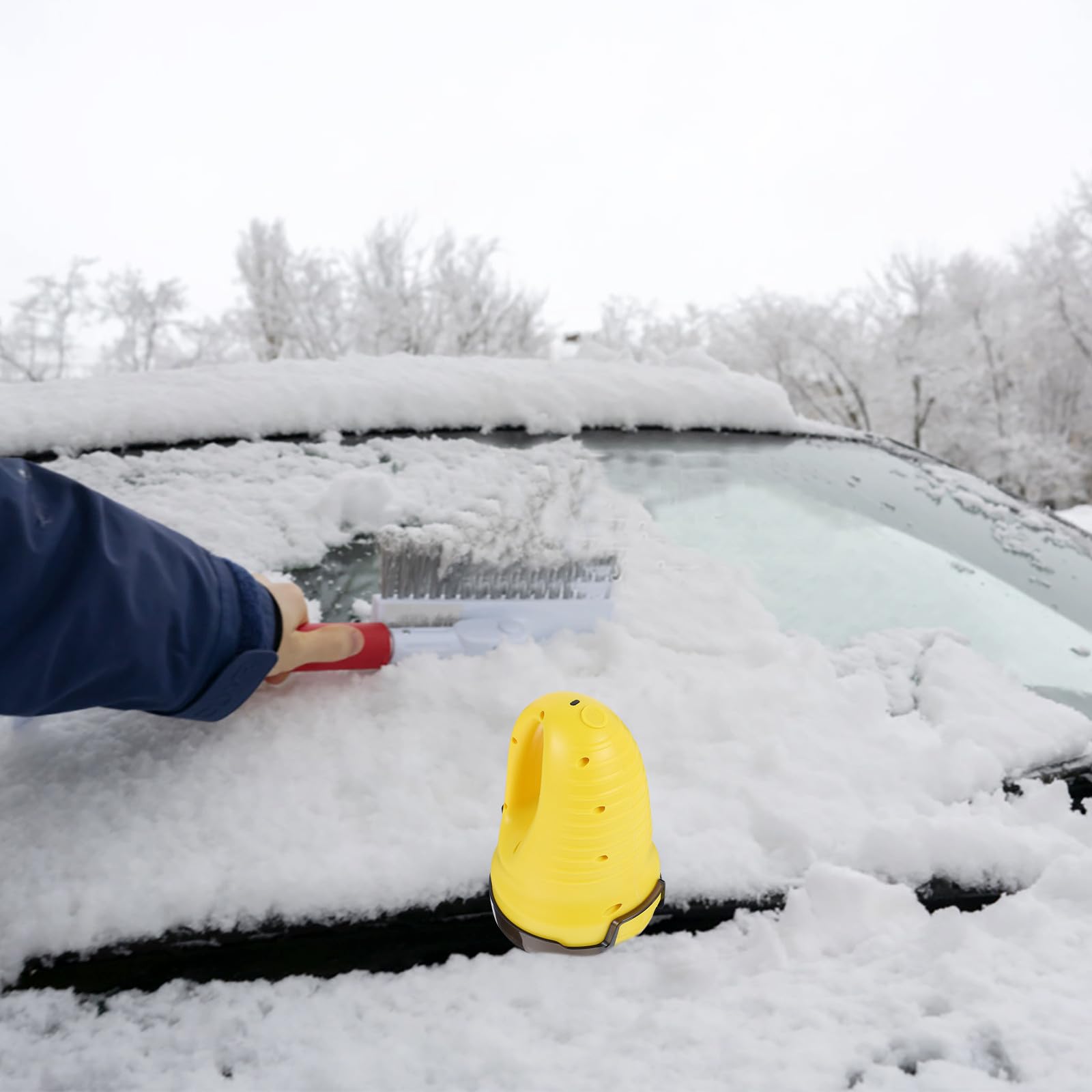 Raschietto Elettrico per Neve e Ghiaccio per Auto Manico ad Arco, Design Compatto in ABS, Strumento Multifunzione per Uso Invernale e Rimozione Efficiente della Neve