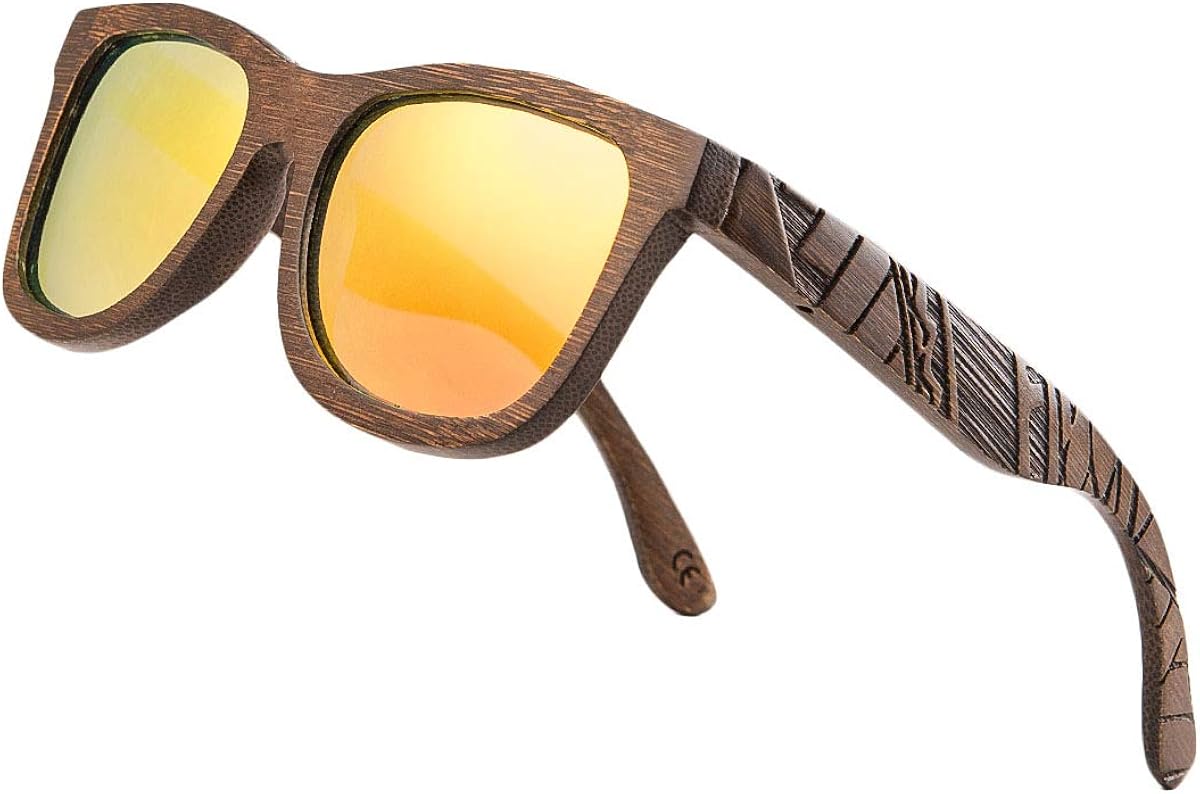 Bamboo Wood Polarized Sunglasses For Men & Women -Temple Carved Collection