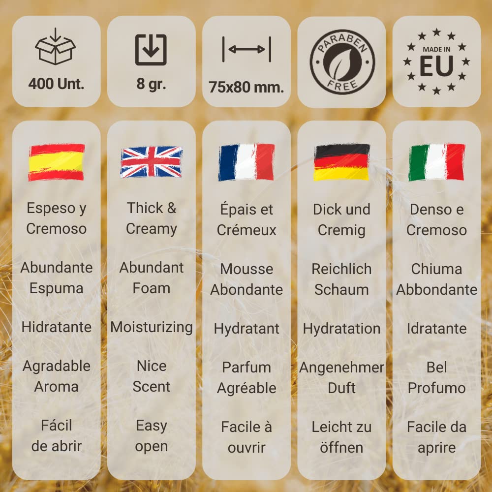 GPQ - Duschgel/Shampoo 2in1 NATURE 8 gr. | 400 Stk. | 93% Natural Origin | Amenities mit Conditioner, Ohne Parabene | Hotel, B&B, Landhaus, Camping, Kreuzfahrt... | Made in EU