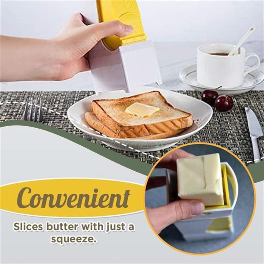 Butter Slicer Butter Cutter: with Stainless Steel Blade - Dishwasher Safe - No-Burr Design for 1/4 lb Butter Sticks - Easy Squeeze Slicing - Convenient Butter Dispenser Tool for Kitchen