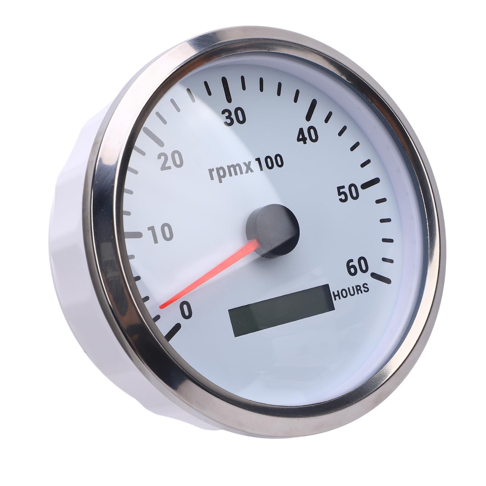 Tacómetro Marino de 110 Mm, Medición de 6000 RPM (White Dial Silver Bezel