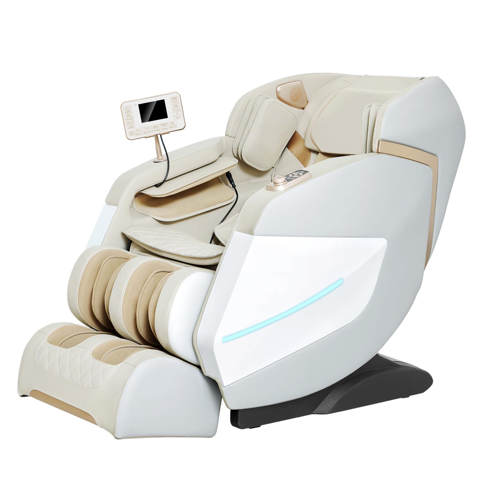 Nuova Poltrona Massaggiante 2025 Mano Robotica a 3D Su SL Track，Shiatus Full Body，Air Bag e Terapia di Calore, AI Comando Vocale Zero Gravity ，Bluetooth Casse Audio (Beige)