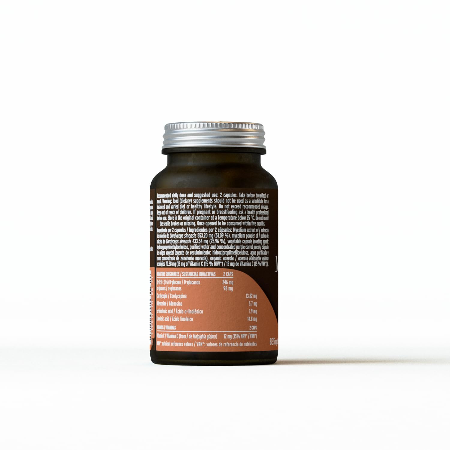 HIFAS DA TERRA - Mico-Cord Extracto Puro de Cordyceps + Vitamina C Natural - Extracto de Hongos - Energía, Vitalidad, Rendimiento Físico y Recuperación Natural - Bote 70 Cápsulas