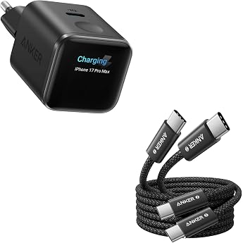 Anker Charger [1-Port, 45W] & Anker 240W Cable [Pack of 2] 1.8 m