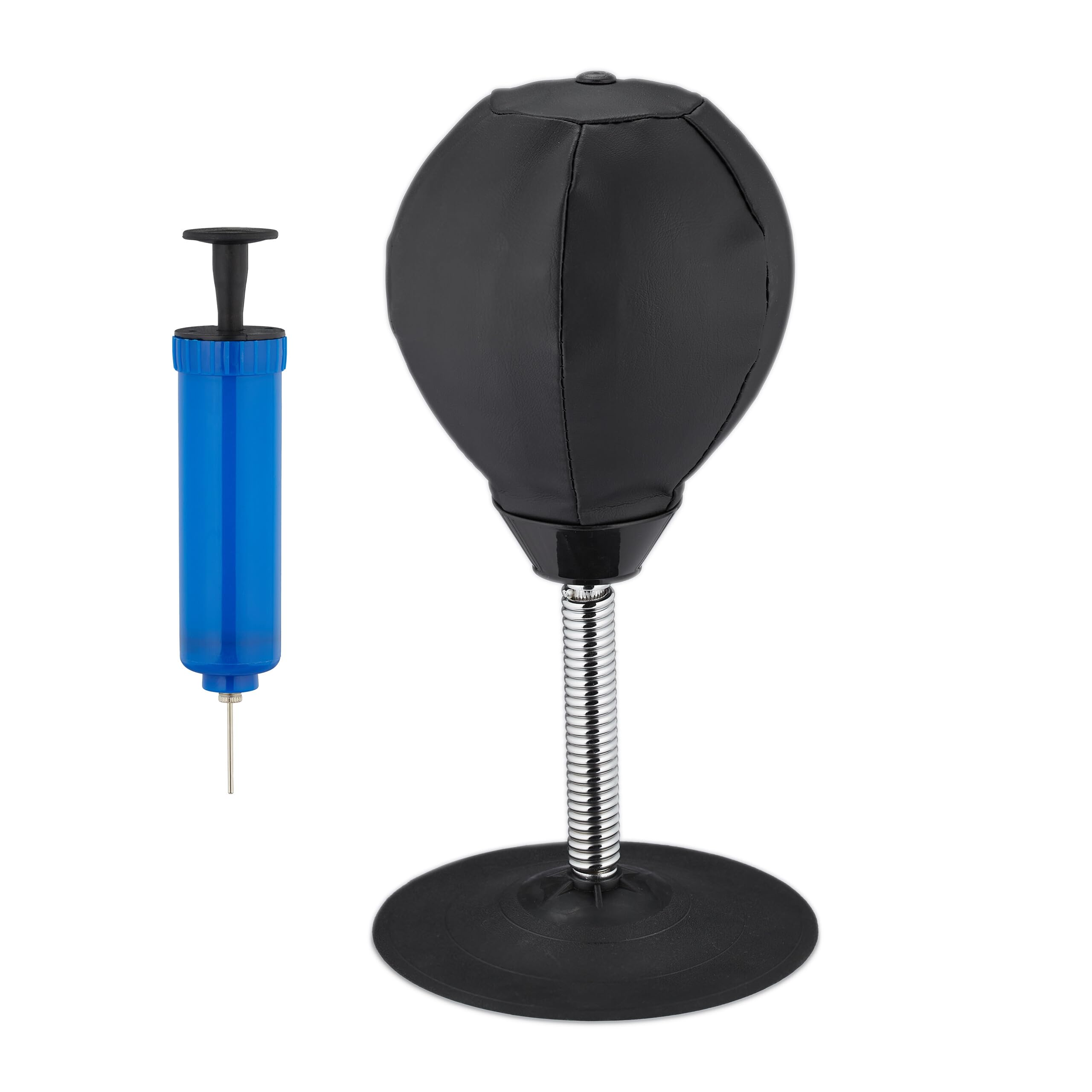 Relaxdays Punching Ball da Tavolo, Punchingball da Scrivania per Ufficio e Lavoro, Contro Lo Stress, Pungiball, Nero