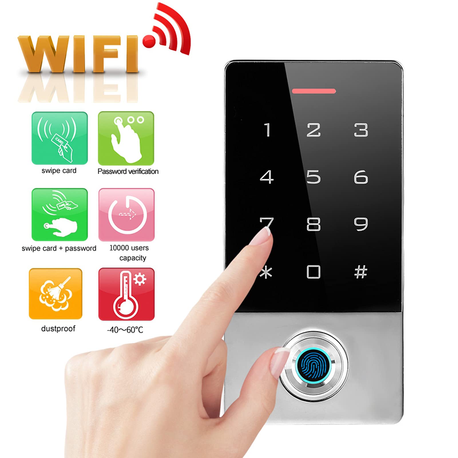 Bediffer Máquina de Control de Acceso de Huellas Dactilares de Metal Contraseña de Tarjeta de identificación WiFi para Oficina Familia Banco prisión, de control de acceso