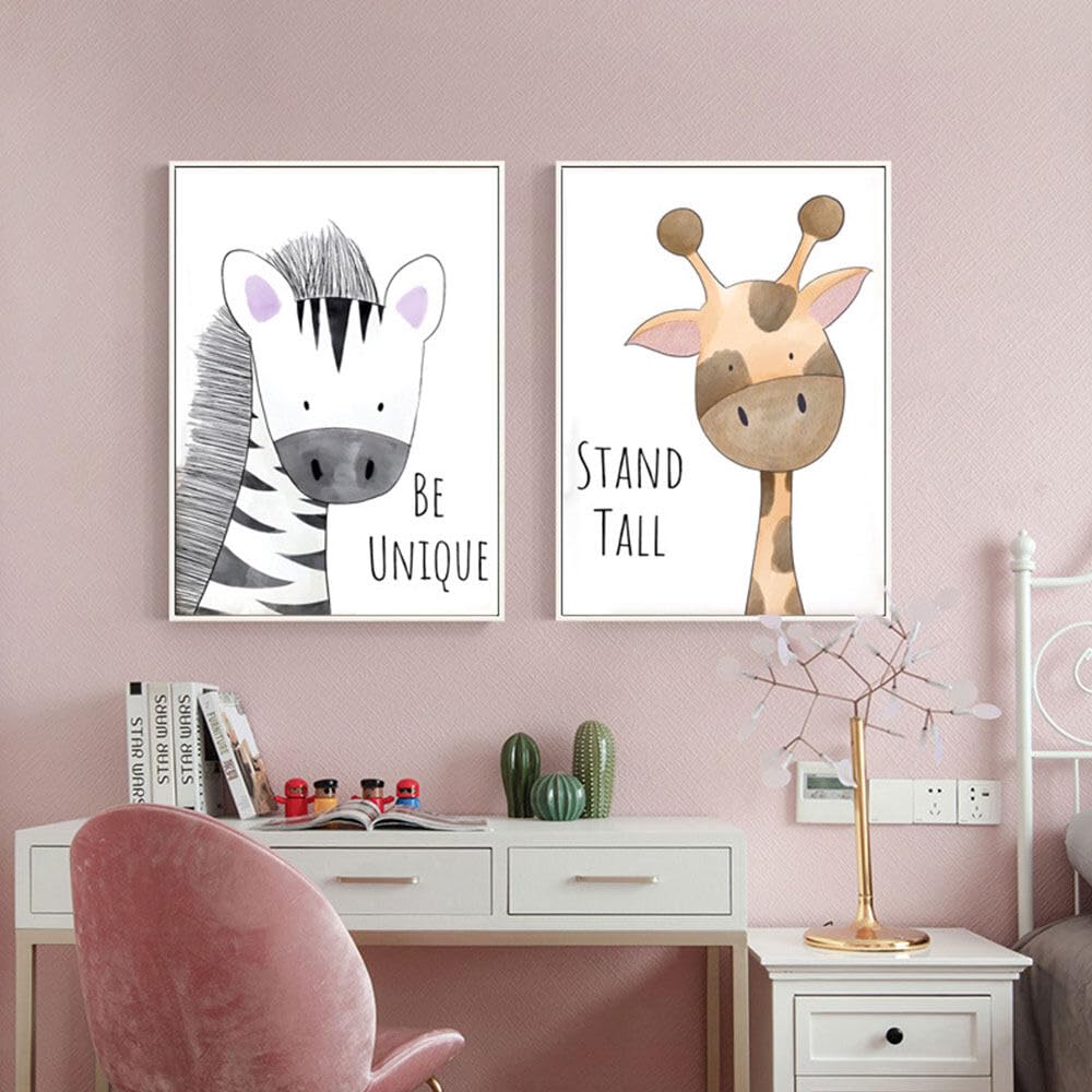 Hwtcjx Set di 6 immagini per la Cameretta dei Bambini, Quadri Cameretta Bambino, Decorazione per Bambini, Quadri per Camera Bambini, Animali Della Foresta, Safari, Senza Cornici (20 x 30 cm) (Set 1)