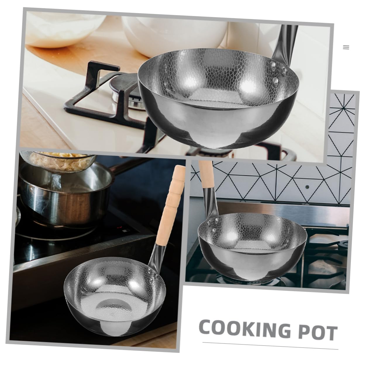 Cabilock Stainless Steel Rice Noodles Cooking Pot with Handle Multi Function Saucepan for Boiling Milk Soup and Noodles for Home Dorm and Restaurant Use