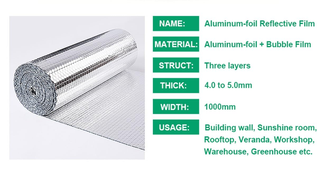 Foglio Alluminio Isolante Termico Pannelli Coibentati Rotolo Isolante Riflettente Pannelli Termosifoni Lamina Termoriflettente Con Bolle ( Size : 1x9m )