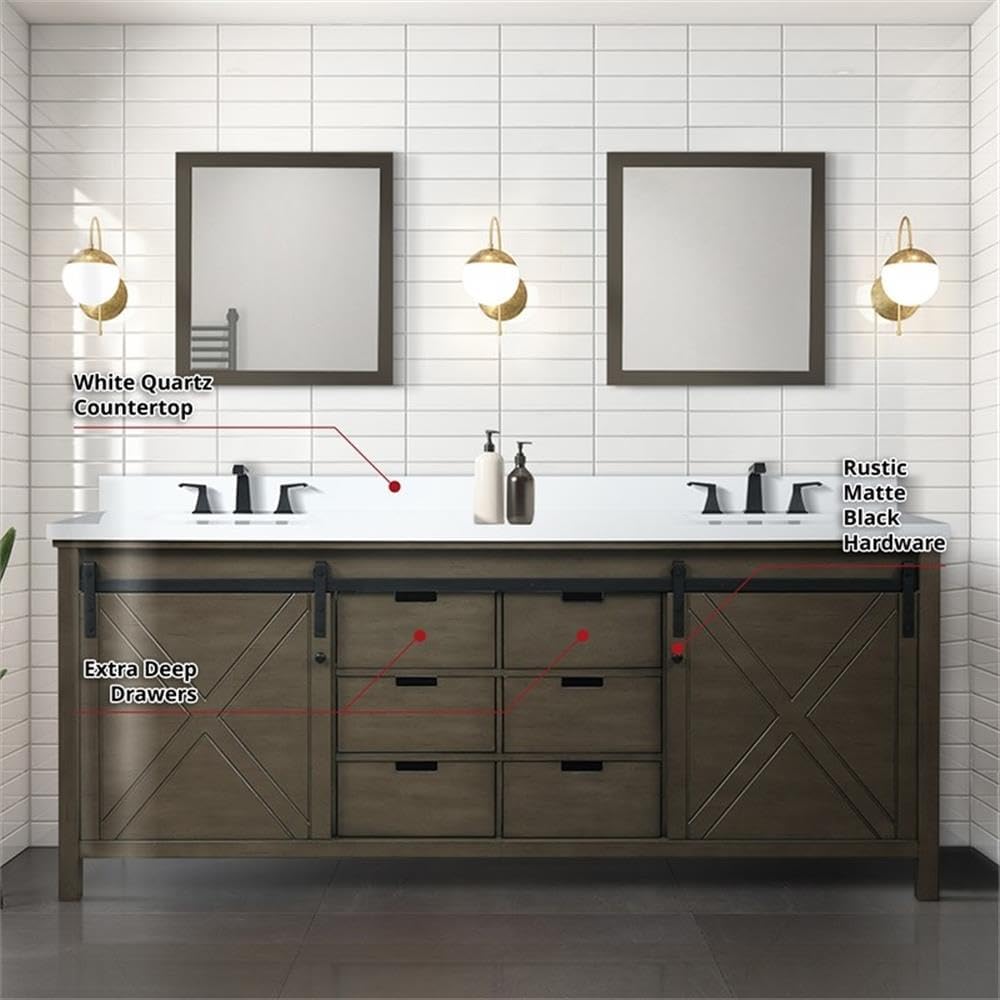 Marsyas 84 in W x 22 in D Rustic Brown Double Bath Vanity