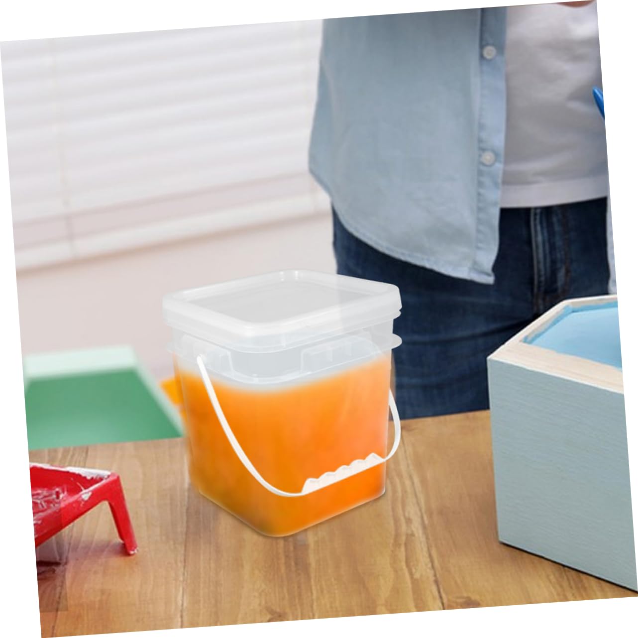 Cabilock 3 Juegos Bote De Pintura Lata De Pintura con Asa Latas De Pintura Óleo Balde De Plástico para Pintar. Barril De Plástico para Pintar. Cubo De Recubrimientos Abs 2 Piezas * 3