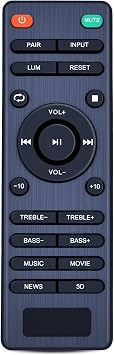 Remote for Monoprice/VMAI/Abox/Trust SB-100/S4/FS22CS 2.1 Soundbar