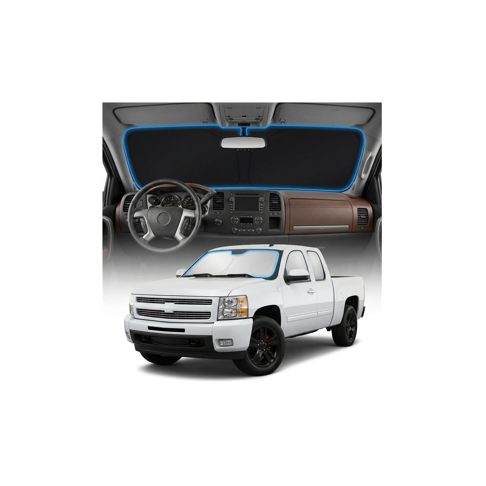 for Ford Bronco Sun Shade Windshield Cover - Custom Fit Bronco Accessories 2021-2024 2025 Sunshade Foldable UV Protection & Heat Shield Sun Visor Accessories — view 92