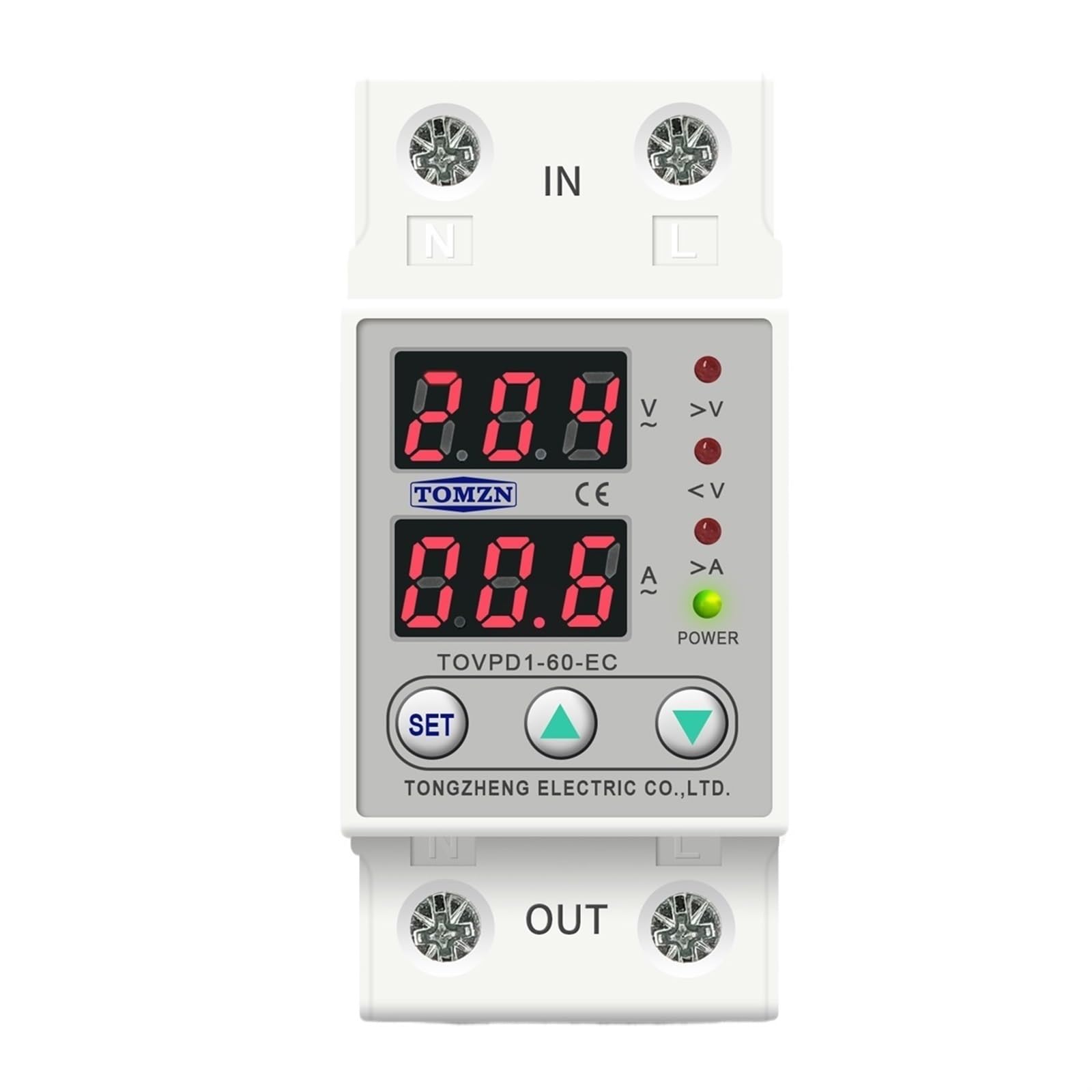 AVSBBYEPS Din Rail 60A 230V Adjustable Over and Under Voltage Protective Device Protector Relay with Current Protection Voltmeter(60A)