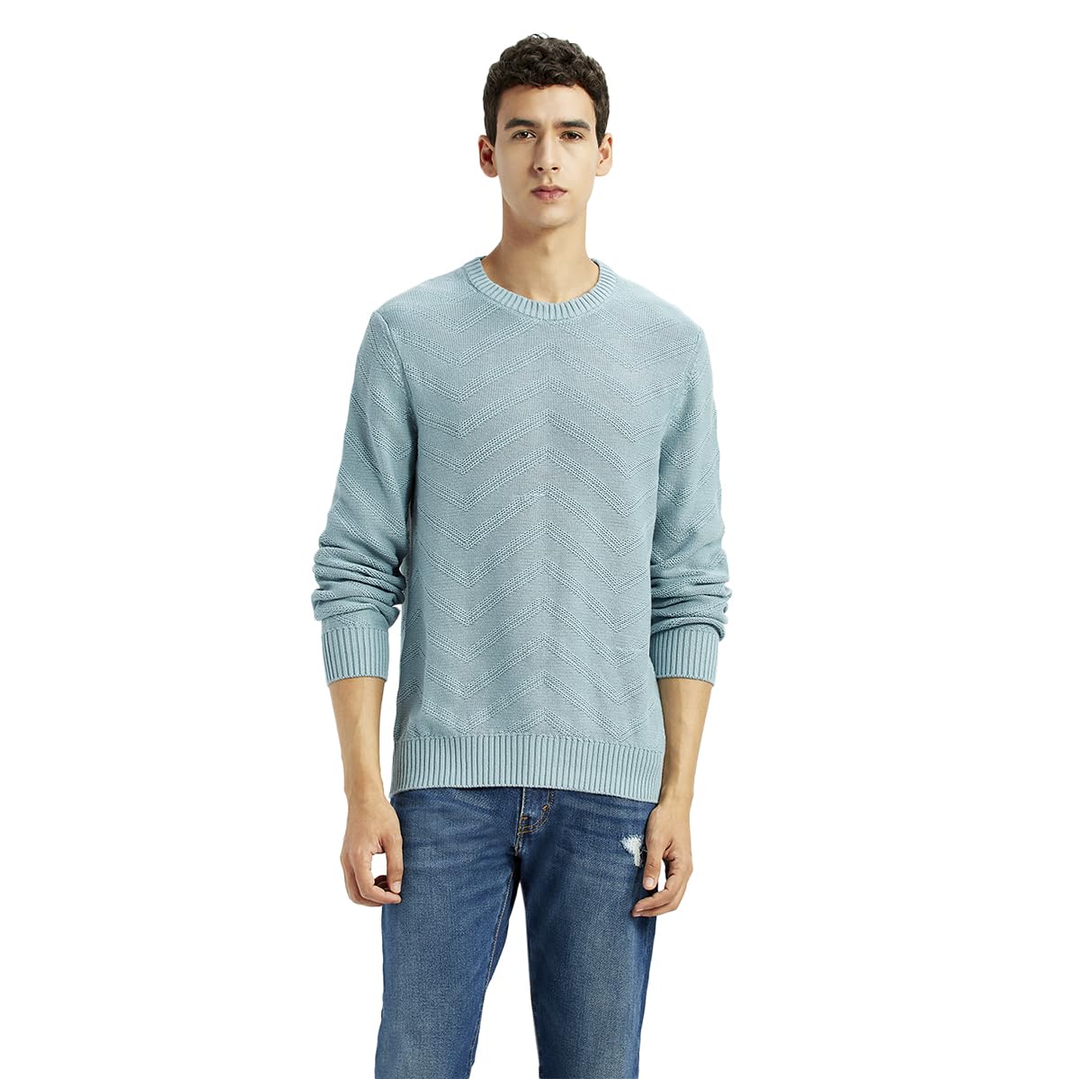 levi's Men's Chevron Light-Blue Crew Neck Sweater-picture-25