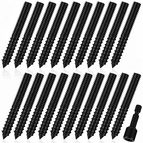 Image of Hicarer 20 Pack 3 /8-16 x 4 Inch Hanger Bolts Double Headed Bolts with Driver Self Tapping Screw Threaded Rod Screws for Furniture Double Headed for Wood Furniture Joint