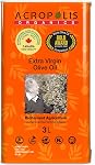 Acropolis Organics Extra Virgin Olive Oil, 3 Liter | Polyphenols Rich, First Cold Pressed, Koroneiki Single Variety, Family Made in Crete, Greece, Unrefined Raw