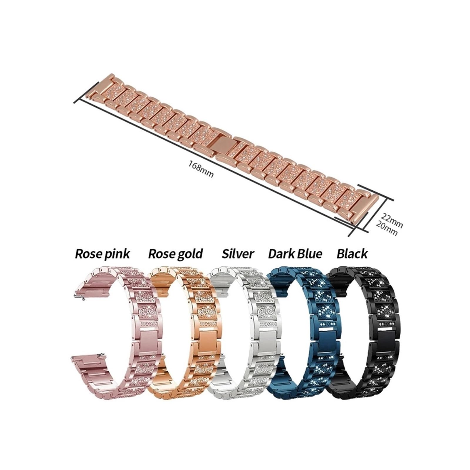 Pasek damski diamentowa bransoletka do zegarka Garmin Vivoactive 4 4S Venu 3 3S 2 2S SQ Vivomove HR metalowy stalowy 18mm 20mm 22mm