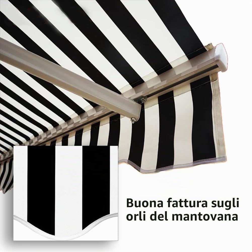 Generico Telo per Tende da Sole Ricambio, Tessuto di Ricambio, Impermeabile, Resistente ai Raggi UV, Copertura avvolgibile in Tessuto per terrazza, Balcone, Cortile(285x200cm)