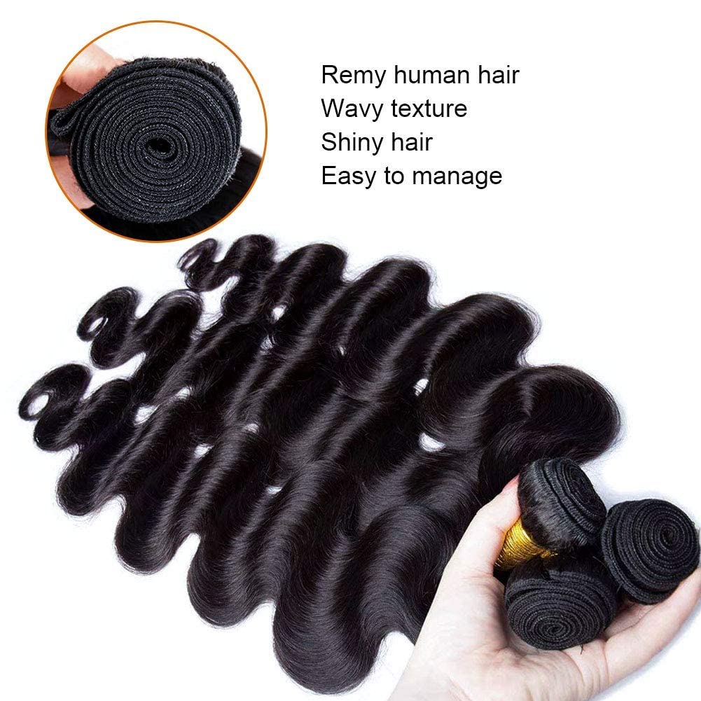 Body Wave Human Hair Bundles Quick Weave Bundles Human Hair 100% Unprocessed Brazilian Virgin Hair 3 Bundles Reals Human Hair Extensions Natural Black 10 12 14 Inch - Image 3