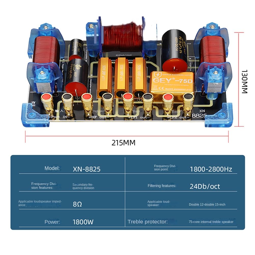 Diviseur de fréquence audio 1800 W 2 voies pour haut-parleur Crossover 30,5 cm Performance de scène Diviseur de fréquence haute puissance
