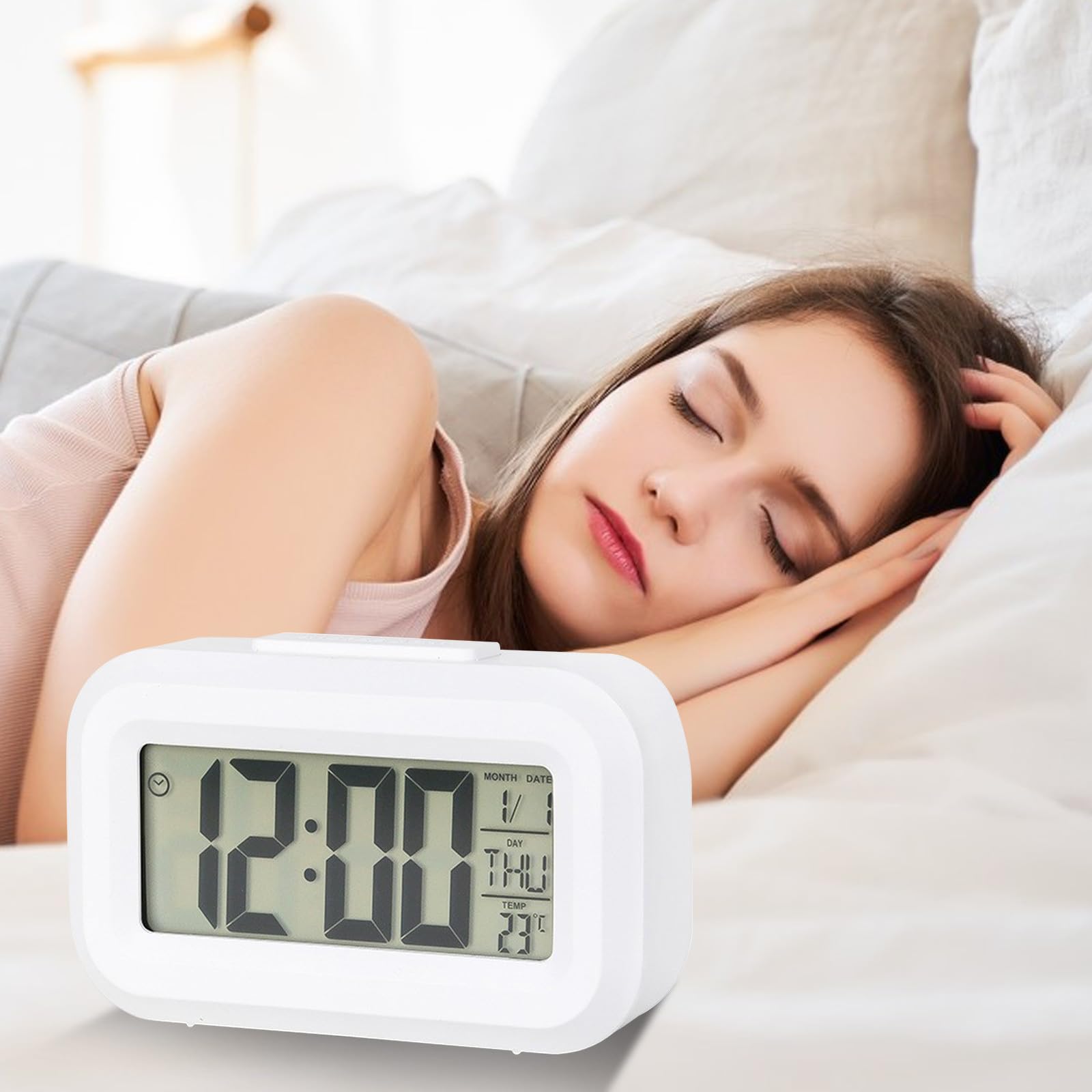 Digital Alarm Clock Mini LED Electronic Bedside Clock for Bedrooms Large Number Stereo Digital Display Snooze Function 12