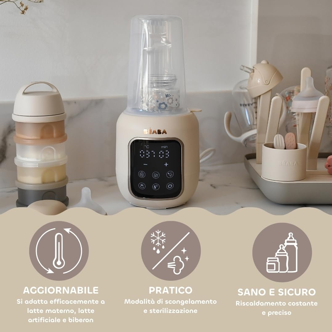 BÉABA, Scaldabiberon/Sterilizzatore, Scaldlatte Materno/Infantile, Multifunzione: 5 Modalità, Bagnomaria, Scaldapappe, Scongelamento, Modalità Rapida, Modalità Sterilizzazione, Multi Milk, Argilla