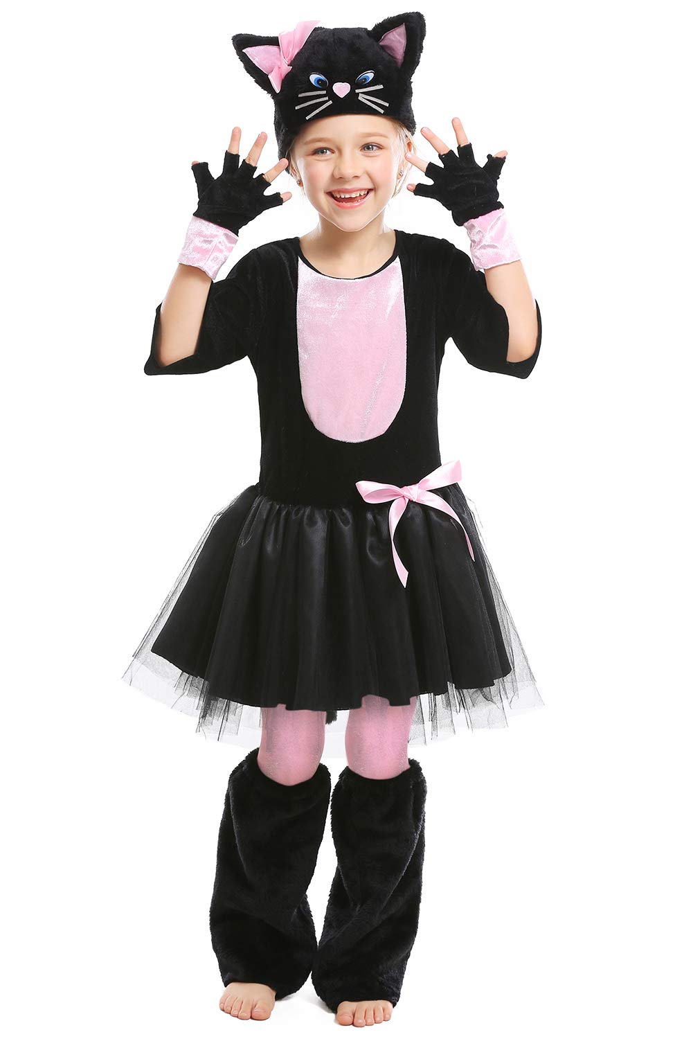 Interming Kid's Cat Cosplay Jumpsuit Adorable Little Girls Halloween Costume Party Cosplay Dress