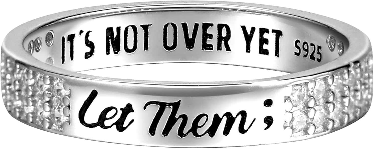 925 Sterling Silver Let Them Ring for Women Men Friendship Rings Self Worth Motivation Inspirational Rings Self Love Ring for Her Pavé CZ Band Jewelry Encouragement Christmas Gifts for Sister Friend