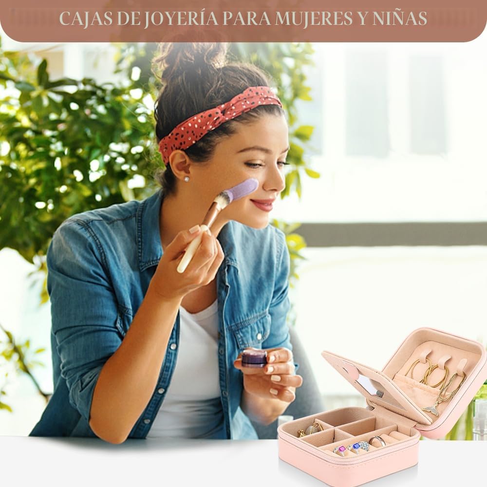 Joyero de Viaje con Monograma y Espejo, Regalo para Mujer